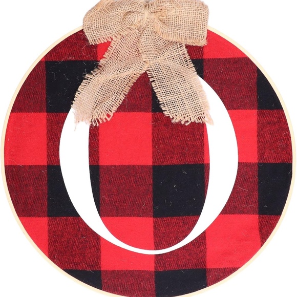 JOY Plaid Wreath or Wall Hanging Christmas Decorations - Rustic Burlap Bow - Picture 5 of 8